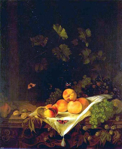  Abraham Van Calraet Still-life with Peaches and Grapes - Hand Painted Oil Painting