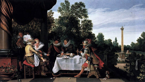  Esaias Van de Velde Merry Company Banqueting on a Terrace - Hand Painted Oil Painting