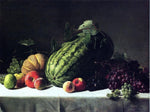  George Hetzel Still Life with Watermelon, Cantaloupe and Grapes - Hand Painted Oil Painting