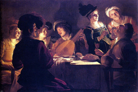  Gerrit Van Honthorst Supper With The Minstrel And His Lute - Hand Painted Oil Painting