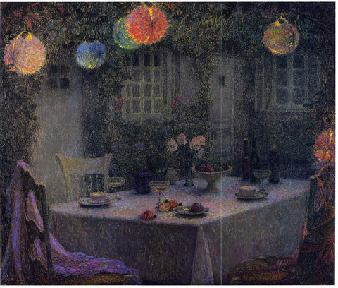  Henri Le Sidaner Table with Lanterns in Gerberoy - Hand Painted Oil Painting