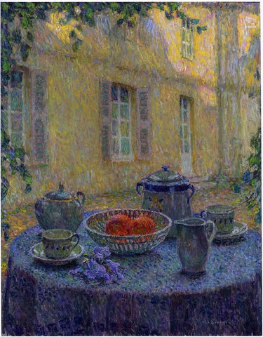  Henri Le Sidaner The Blue Tablecloth at Gerberoy - Hand Painted Oil Painting