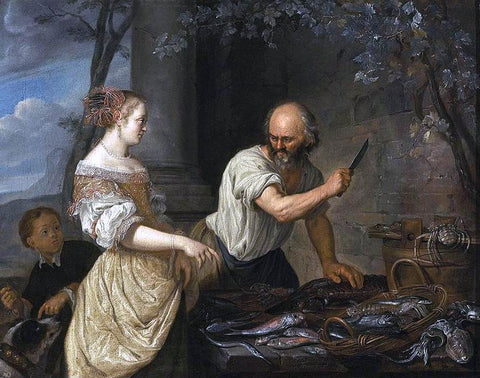  Jacob Toorenvliet A Fish Seller - Hand Painted Oil Painting