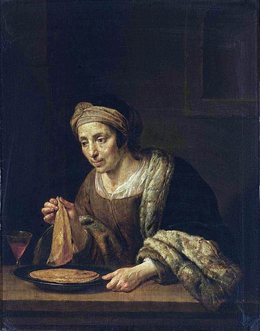  Jan Van Bijlert A Woman Holding Pancakes - Hand Painted Oil Painting