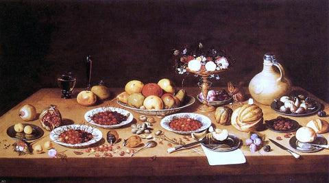  Jan Van I Kessel Still-Life on a Table with Fruit and Flowers - Hand Painted Oil Painting