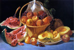  John F Francis Still Life with Melons, Peaches and Grapes - Hand Painted Oil Painting