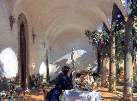  John Singer Sargent Breakfast in the Loggia - Hand Painted Oil Painting