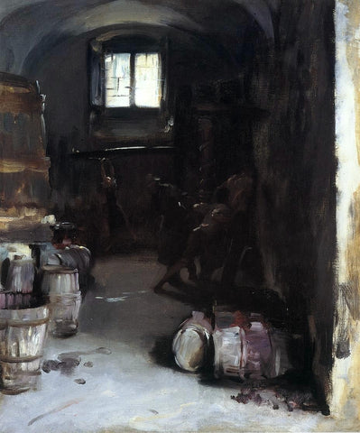  John Singer Sargent Pressing the Grapes: Florentine Wine Cellar - Hand Painted Oil Painting