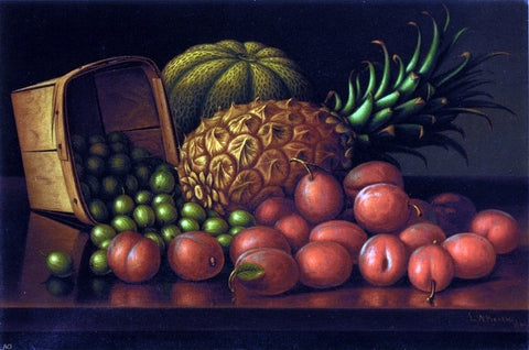  Levi Wells Prentice Gooseberries, Plums, Pineapple and Cantaloupe - Hand Painted Oil Painting