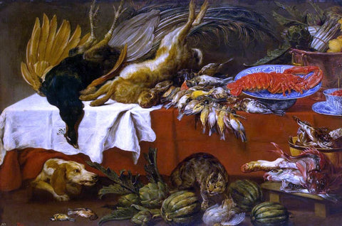  Paul De Vos Still-Life with Dead Game and Lobster - Hand Painted Oil Painting
