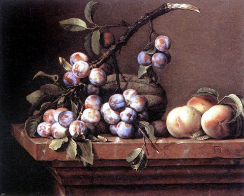  Pierre Dupuys Plums and Peaches on a Table - Hand Painted Oil Painting
