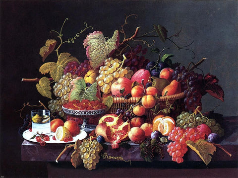  Severin Roesen Still Life with Pomegranates - Hand Painted Oil Painting