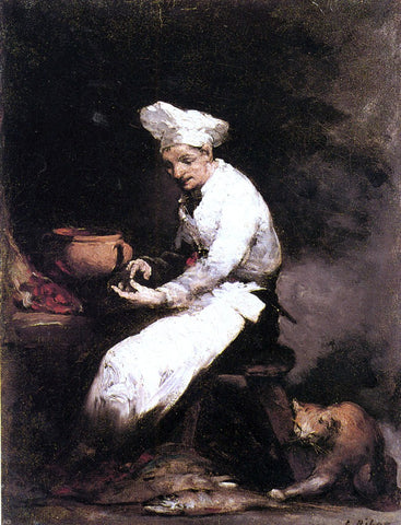  Theodule Ribot The Cook and the Cat - Hand Painted Oil Painting