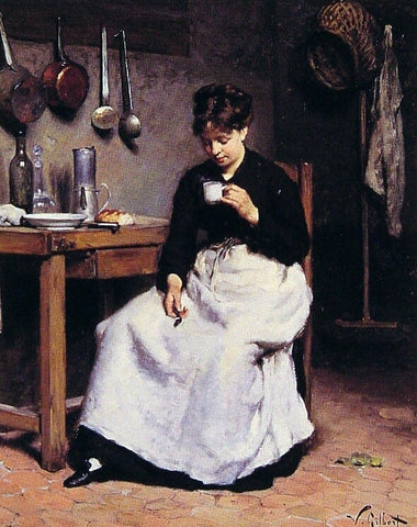  Victor Gabriel Gilbert A Cup of Coffee - Hand Painted Oil Painting