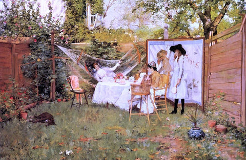  William Merritt Chase The Open Air Breakfast (also known as The Backyard, Breakfast Out of Doors) - Hand Painted Oil Painting