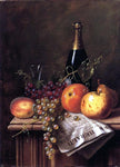  William Michael Harnett Still Life with Fruit, Champagne Bottle and Newspaper - Hand Painted Oil Painting