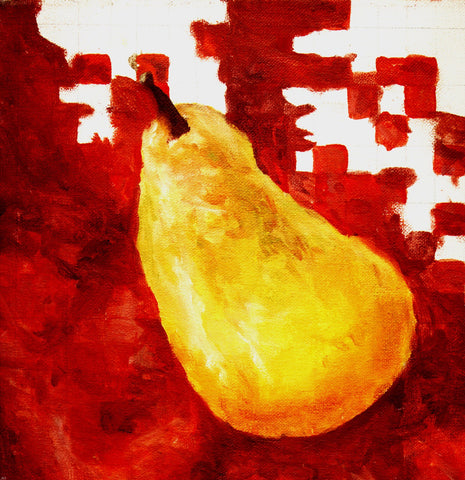  Our Original Collection Yello Pear on Red - Hand Painted Oil Painting