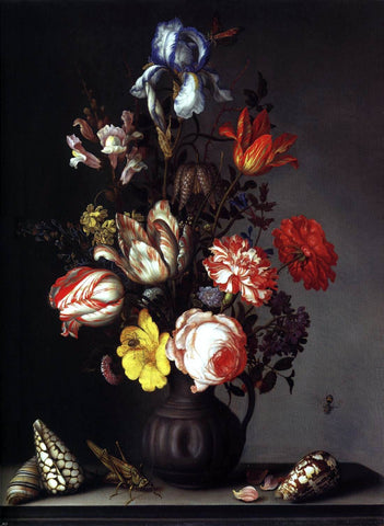  Balthasar Van der Ast Flowers in a Vase with Shells and Insects - Hand Painted Oil Painting