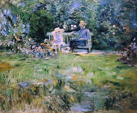 Berthe Morisot A Lesson in the Garden - Hand Painted Oil Painting