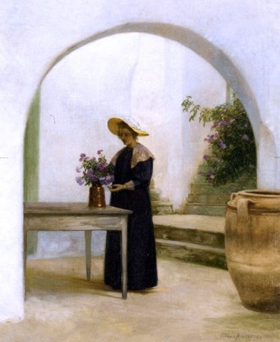 Cilius Anderson Arranging the Flowers - Hand Painted Oil Painting