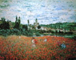  Claude Oscar Monet Poppy Field near Vetheuil - Hand Painted Oil Painting
