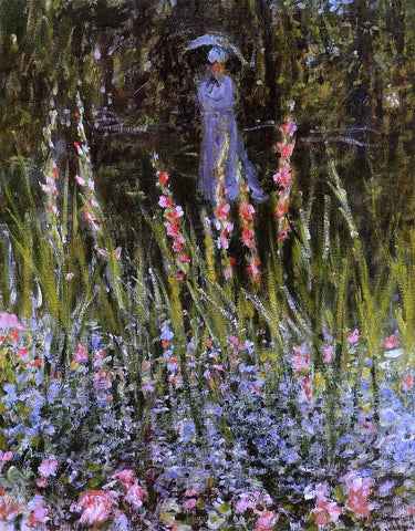  Claude Oscar Monet The Garden, Gladioli - Hand Painted Oil Painting
