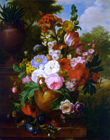  Cornelis Van Spaendonck A Flower Still Life with Roses Tulips Peonies and other Flowers in a Vase - Hand Painted Oil Painting