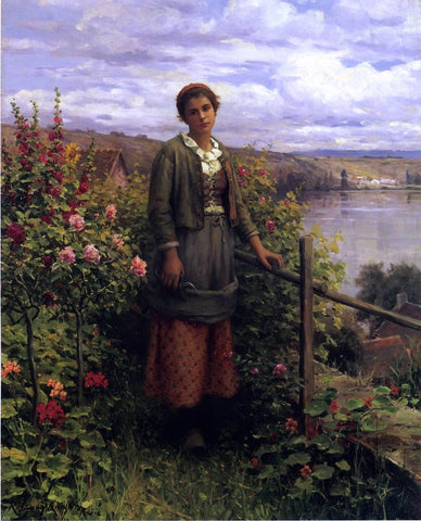  Daniel Ridgway Knight In Her Garden - Hand Painted Oil Painting