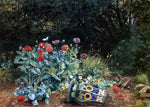  David Bates Summer Flowers in a Quiet Corner of the Garden - Hand Painted Oil Painting