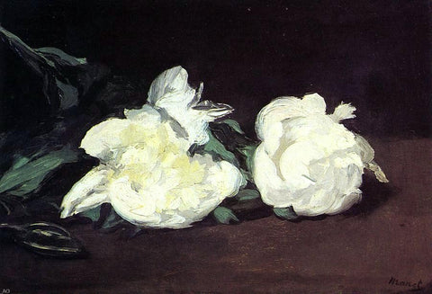  Edouard Manet Branch of White Peonies, with Pruning Shears - Hand Painted Oil Painting
