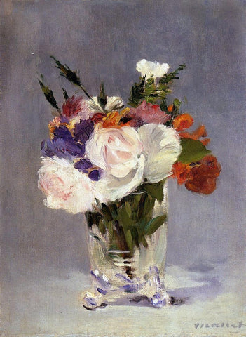  Edouard Manet Flowers in a Crystal Vast - Hand Painted Oil Painting