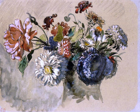  Eugene Delacroix Bouquet of Flowers - Hand Painted Oil Painting