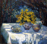  Ferdinand Du Puigaudeau Table with Yellow Bouquet - Hand Painted Oil Painting