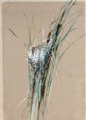  Fidelia Bridges Bird's Nest in Cattails - Hand Painted Oil Painting