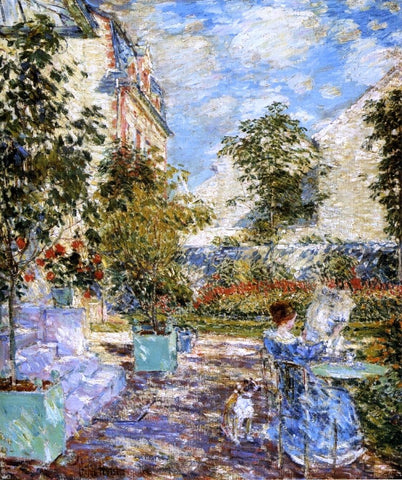  Frederick Childe Hassam In a French Garden - Hand Painted Oil Painting