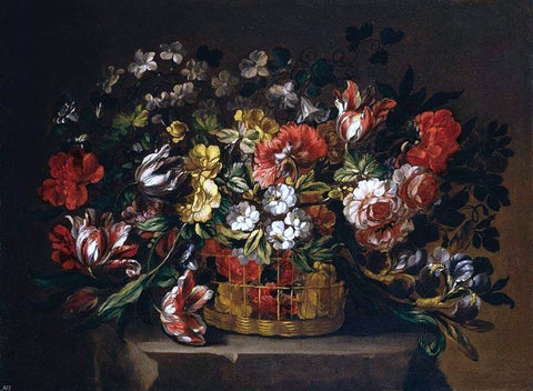  Gabriel De La Corte Flowers in a Basket - Hand Painted Oil Painting