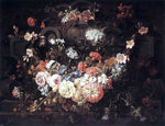  The Younger Gaspar Pieter Verbruggen Cartouche with Flowers - Hand Painted Oil Painting