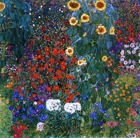  Gustav Klimt A Farm Garden with Sunflowers - Hand Painted Oil Painting