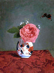  Gustave Caillebotte Garden Rose and Blue Forget-Me-Nots in a Vase - Hand Painted Oil Painting