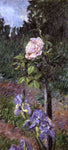  Gustave Caillebotte Rose with Purple Iris, Garden at Petit Gennevilliers - Hand Painted Oil Painting