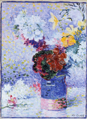  Henri Edmond Cross Flowers in a Glass - Hand Painted Oil Painting