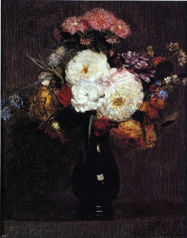  Henri Fantin-Latour Dahlias, Queens Daisies, Roses and Corn Flowers - Hand Painted Oil Painting