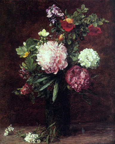  Henri Fantin-Latour Flowers, Large Bouquet with Three Peonies - Hand Painted Oil Painting