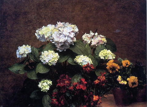  Henri Fantin-Latour Hydrangias, Cloves and Two Pots of Pansies - Hand Painted Oil Painting
