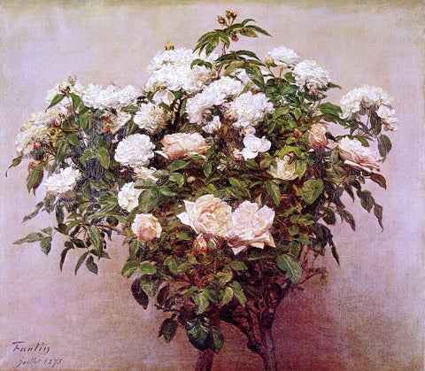  Henri Fantin-Latour Rose Trees - White Roses - Hand Painted Oil Painting
