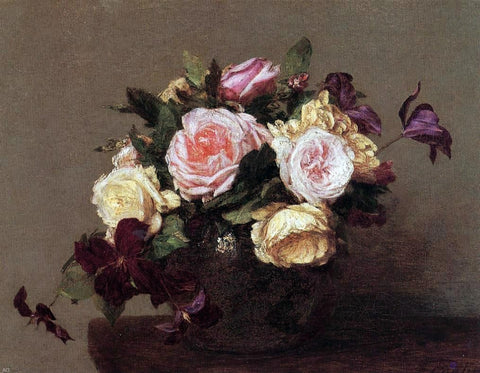  Henri Fantin-Latour Roses and Clematis - Hand Painted Oil Painting