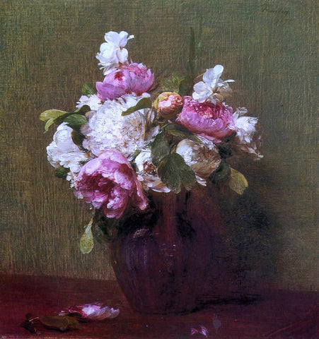  Henri Fantin-Latour White Peonies and Roses, Narcissus - Hand Painted Oil Painting