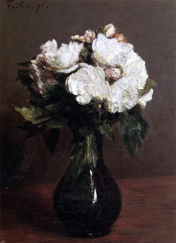  Henri Fantin-Latour White Roses in a Green Vase - Hand Painted Oil Painting