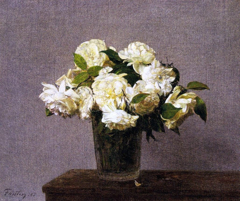  Henri Fantin-Latour White Roses in a Vase - Hand Painted Oil Painting