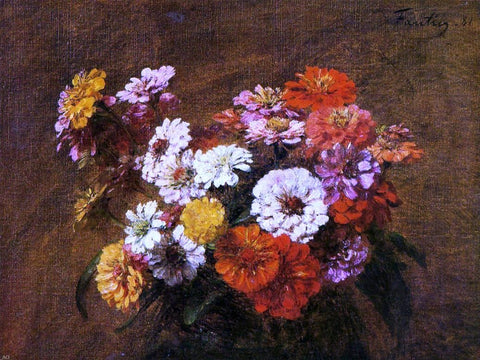  Henri Fantin-Latour Zinnias in a Vase - Hand Painted Oil Painting